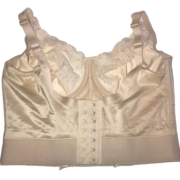 Vintage Va Bien Bustier Lace Underwire Bra Boned Corset Size 38C Beige - Picture 2 of 8